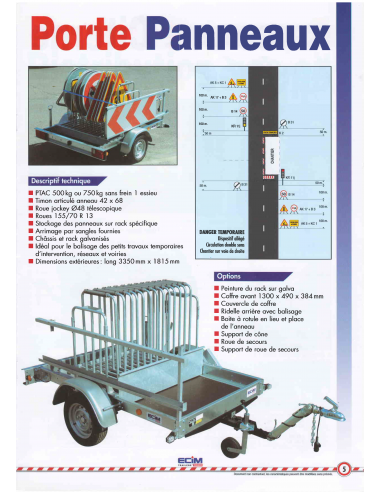 Remorque Porte panneaux Remorque Porte panneaux