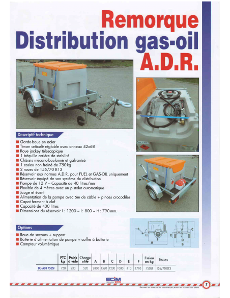 Remorque de Distribution gas-oil A.D.R